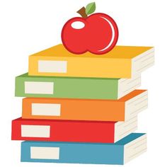 a stack of books with an apple on top