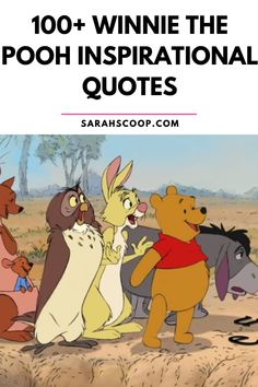 winnie the pooh inspirational quote with cartoon characters in front of it and text that reads,