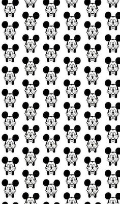 black and white mickey mouse faces with different expressions on the same wallpaper, as well as in this pattern