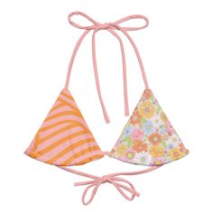 Get ready for summer with our Wavy Floral Recycled String Bikini Top. Made from soft recycled polyester with UPF 50+ Get Ready For Summer, Environmentally Conscious, Dress Jewelry, Women Supporting Women, Upf 50, Stretchy Material, String Bikinis, Sustainable Fashion, Adjustable Straps