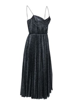 Make sure you're dressed to impress in this Lela Rose dress that will have you sparkling like a diamond! Perfect for any special occasion, this style will give you that glam look with strappy heels and a silver clutch. Shine on this holiday season! Size 6 Shell 72% Nylon, 18% Elastane, 10% Metallised Polyester Lining 100% Polyester Invisible zipper back Cowl neckline Sleeveless straps Pleated bottom Bust 38" Waist 30" Shoulder to hem 48.5" Chic Evening Dress For Prom Gala, Black Shimmer Dresses For Prom, Black Shimmer Dress For Prom, Dressy Evening Chiffon Dress, Glamorous Black Glitter Evening Dress, Chic Pleated Bodice Evening Dress For Prom Season, Elegant Black Glitter Evening Dress, Embellished Spaghetti Strap Evening Dress, Glamorous Sparkling Summer Evening Dress