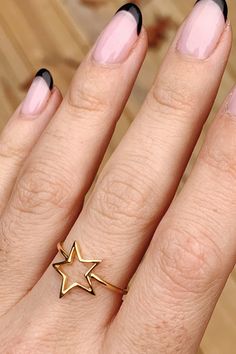 Statement Ring, Star Outline, Gold Plated, Sterling Silver, Thin Band Star Outline, Star Ring, Gold Plated Sterling Silver, Statement Ring, Statement Rings, Heart Ring, Gold Plate, Lily, Plating