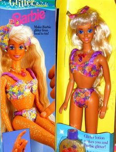 the barbie doll is wearing a swim suit