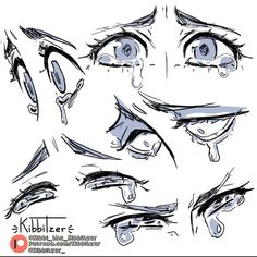 an anime character's eyes with different expressions