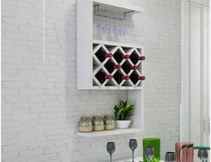 there is a wine rack on the wall