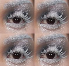 Ice Themed Makeup, Snow Witch Costume, Ice Inspired Fashion, Frostbitten Makeup, Yeti Makeup, Frost Makeup Look, Snow Hair, Icicle Makeup, Ice Viking