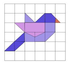 an image of a bird that is in the middle of a square pattern with squares