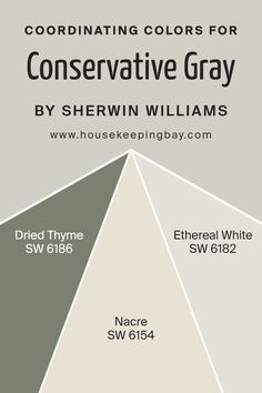 Coordinating Colors of Conservative Gray SW 6183 by Sherwin Williams Sw Conservative Gray, Sherwin Williams Gray Paint Colors, Sherwin Williams Paint Gray, Best Greige, Sherwin Williams Coordinating Colors, Gray Paint Colors, Sherwin Williams Gray