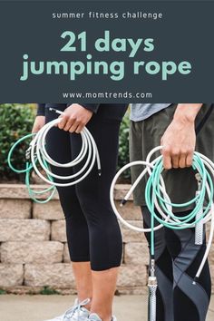 two people holding jump ropes with the text, 21 days jumping rope