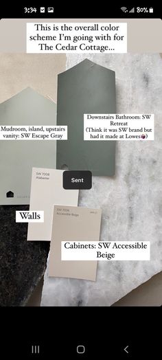 an iphone screen showing the different colors of paint samples and their corresponding names on it