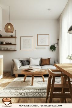 the living room is clean and ready to be used as a dining area or office