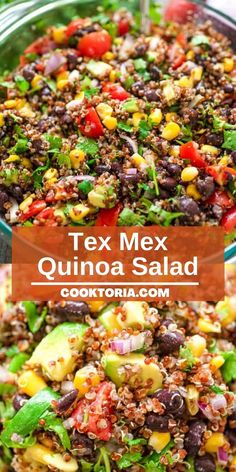 mexican quinoa salad with black beans, corn and avocado