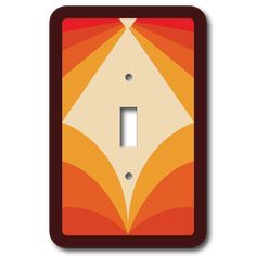 a light switch cover with an orange and yellow design on it's front side