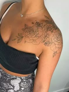 35 Beautiful Shoulder Tattoos For Women In 2023 - Tattoo Pro Shoulder And Chest Tattoo, Front Shoulder Tattoo, Beautiful Shoulder Tattoos, Upper Shoulder Tattoo, Shoulder Tattoo Ideas, Women's Shoulder Tattoo, Front Shoulder Tattoos