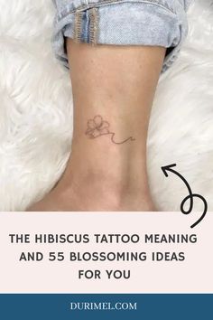 The Hibiscus Tattoo Meaning and 55 Blossoming Ideas for You Small Hawaiian Tattoo For Women, Tiny Hawaiian Tattoos, Boricua Tattoos For Women, Hibiscus Tattoo Meaning, Dainty Hawaiian Tattoos, Simple Hawaiian Tattoo, Hibiscus Tattoo With Words, Hibiscus Memorial Tattoo