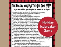 a holiday icebreaker game with a red and black checkered background