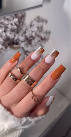 Unghie Nail Art, Her Nails, Thanksgiving Nails, Square Acrylic Nails