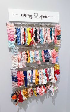 a rack with clothes hanging from it's sides