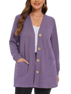 PRICES MAY VARY. Cardigan Sweaters For Women - LARACE womens cardigans are made of high quality knit sweater fabric, super soft and stretchy, durable and anti-wrinkle, not easy to fade. As trendy long cardigans for women, there are suitable thickness for cold fall and early winter Womens Cardigan Sweaters - With cable kint fabric and four functional buttons, open front cardigan for women make you eye-catching in the crowd. Sweatshirt style sleeves of womens cardigans keep you warm in the cold an Long Cardigans For Women, Womens Cardigans, Plus Size Long Sleeve Tops, Cheap Cardigans, Long Cardigans, Down Winter Coats, Long Sweaters For Women, Sweater With Pockets, Fall Cardigans