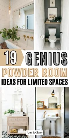 the top ten genius powder room ideas for limited space in your home, including toilet and sink