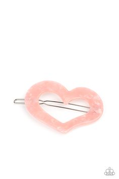 Flecked in iridescent shell-like shimmer, a pink acrylic heart frame pulls back the hair in a flirty fashion. Features a clamp barrette closure.

Sold as one individual hair clip. Flirty Fashion, Iridescent Shell, Dr Wardrobe, Pink Hair Clips, October 5th, Mobile Boutique, Nickel Free Jewelry, Pink Acrylic, Pink Box