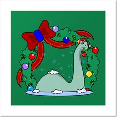 Celebrate the holidays with your favorite ice cream giving dinosaur with our Gertie's Christmas Wreath design! -- Choose from our vast selection of art prints and posters to match with your desired size to make the perfect print or poster. Pick your favorite: Movies, TV Shows, Art, and so much more! Available in mini, small, medium, large, and extra-large depending on the design. For men, women, and children. Perfect for decoration. Christmas Wreath Wall, Wreath Wall, Christmas Drawing, Dinosaur Christmas, Christmas Wreath, Funny Stickers, Custom Stickers, Favorite Tv Shows, Disneyland