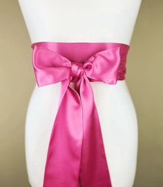 "Carnation Pink Sash  Deep Pink Satin Sash  Extra Long Sash Belt  Obi Sash  Dark Pink Wedding Dress Sash  Pink Bridesmaid Sash  Satin Swank Make this Satin Swank® reversible waist sash the perfect finishing touch for your wedding, bridesmaid, or special occasion dress, or just the right piece to add instant polish to your dress or top. This extra long version is 3.5 inches wide, 120 inches long, and will wrap around most waist sizes two times with a generous length remaining to tie in a bow or a simple knot with long-hanging tails. Those with smaller waists may be able to wrap this extra-long sash around three times. Tie in front, in back, or on the side. A double layer of silky charmeuse satin in carnation pink. Sash is the same front and back with ends finished on the angle and seams hid Dark Pink Wedding, Sorbet Shark, Obi Sash, Pink Sash, Outfit Planning, Bridesmaid Sash, Carnation Pink, Wedding Dress Sash, Satin Hands