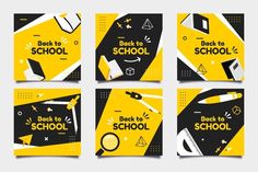 back to school banners with yellow and black colors