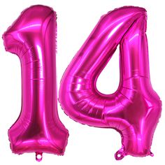 PRICES MAY VARY. 14 Balloon Numbers: 2 Pieces 40 Inch hot pink number balloons, No.1, hot pink number balloon,No.4 hot pink number balloon, 1 straw. SUITABLE FOR: Hot Pink 14 balloons number are very suitable for 14th or 41st birthday party for girls or women and every 14 or 41 wedding anniversary party decorations. MATERIAL: Number 14 balloons made of high-quality Mylar.Please use the straw in the balloon set to inflate it slowly.You can reused the foil balloons. ABOUT USE: Please avoid filling 14th Birthday Balloons, 41st Wedding Anniversary, Balloons Number, Wedding Anniversary Party Decorations, Balloon Numbers, Gold Number Balloons, Foil Number Balloons, 41st Birthday, Anniversary Party Decorations