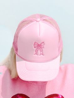 Add a playful touch to your outfit with the Pink Bow Hat from Sassy Shortcake! This light pink trucker style mesh hat features a pink embroidered bow. Perfect for those who like to stay chic while keeping things fun. One size fits most. Cute Pink Adjustable Baseball Cap, Cute Adjustable Pink Baseball Cap, Cute Pink Snapback Baseball Cap, Cute Spring Snapback Trucker Hat, Cute Spring Trucker Hat With Curved Brim, Cute Snapback Trucker Hat For Spring, Playful Pink Mini Hats, One Size Fits Most, Playful Pink Mini Hat, One Size Fits Most, Playful Pink Mini Hats (one Size Fits Most)