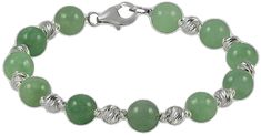 Elegant Silver Beaded Bracelets With Gemstones, Elegant Silver Aventurine Jewelry, Silver Beaded Jade Bracelets, Elegant Round Aventurine Jewelry, Elegant Green Bracelets With Silver Beads, Elegant Silver Bracelets With Gemstone Beads, Elegant Silver Bracelet With Gemstone Beads, Elegant Silver Jade Bracelet, Elegant Silver Jade Bracelets