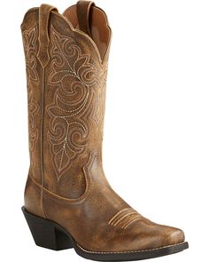 Ariat Women's Round Up Square Toe Western Boots Cowgirl Boots Square Toe, Cowgirl Boots Wedding, Ariat Cowgirl Boots, Classic Black Boots, Cute Cowgirl Boots, Brides Shoes, Square Toe Western Boots, Bridal Boots, Leather Cowgirl Boots