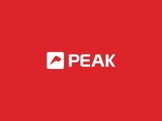 the peak logo on a red background