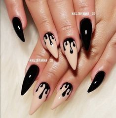 Black And Nude Nails, Ballerina Acrylic Nails, Nails Photos, Black Halloween Nails, Horror Nails, Makeup Nails Designs, Art Designs Ideas, October Nails, Nails Gel