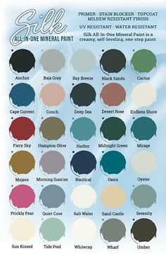 the color chart for silk all - in - one mineral paint