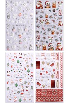 3D Christmas Nail Stickers, 4 Sheets 5D Self-Adhesive Embossed Nail Decal Snowman Elk Santa Claus Red Nail Art Decoration Design Supplies Red Nail Art, Red Nail, 3d Christmas, Nail Decals, Nail Art Decorations, Decoration Design