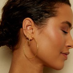 Ongoing Energy Large Hoop Earrings Hoop Earring Outfit, Satya Jewelry, Statement Hoop Earrings, Ear Stack, Large Hoop Earrings, Earring Sale, Matte Gold, Love And Light, Jewelry Plate