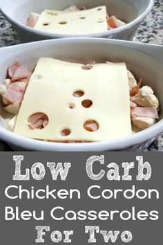 low carb chicken cordon bleu casseroles for two are ready to be eaten