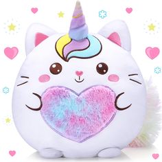 a stuffed animal with a heart shaped unicorn horn