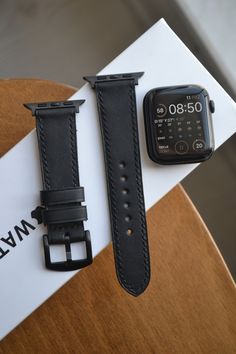 Genuine Handmade Black Leather Apple Watch Band. Compatible with Apple Watch 38mm, 40mm, 41mm, 42mm, 44mm, 45mm, 49 mm watch ultra / Compatible with Apple Watch Series 8, 7, 6, 5, 4, 3, 2, 1, SE / great leather apple watch band gift for man and women Black Leather Apple Watch Strap / Black Leather Apple Watch Strap ✔️Our watch bands are suitable for all Apple Watch series; 1, 2, 3, 4, 5, 6, 7 8 and SE ✔️ All our watch straps are made with high quality, long lasting and elegant leather. All produ Apple Watch Strap Aesthetic, Apple Watch Ultra Bands, Midnight Band, Watch Strap Design, Apple Watch Series 8, Apple Watch Leather Strap, Apple Watch Se, Leather Apple Watch Band, Gold Watches