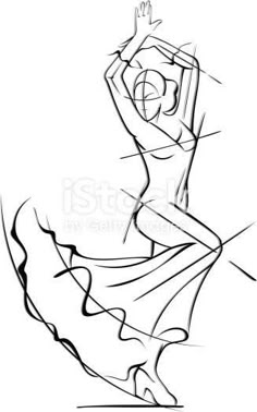 a drawing of a woman dancing with her hands in the air stock photo, images and royalty