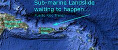 the map shows where sub - marine landside is waiting to happen in puerto rico