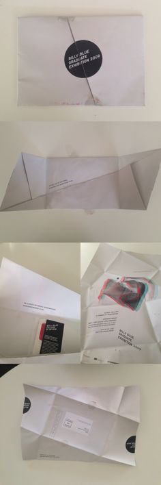 three different views of an open envelope