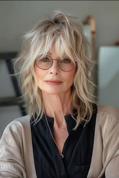 Medium Length Blonde Shag Haircut, Shag No Bangs Hairstyles Medium, Long Shag Layered Hair, Inverted Shag Haircut, Updated Shag Haircut Over 50, Long Layer Shag, Medium Shaggy Hairstyles For Fine Hair, Gray Hair Shag Haircut, Silver Shag Haircut