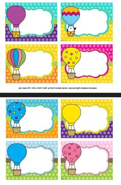 colorful hot air balloons with speech bubbles in the middle and an empty banner above them