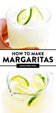 how to make margaritas in a glass with lime wedges and garnishes