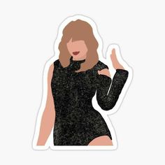 a woman in a black dress giving the peace sign sticker on a white background