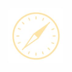 a yellow and white clock with an arrow pointing to the left on a white background