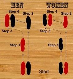 the steps to men's shoes are shown in red, black and white