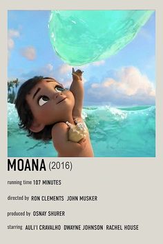 the poster for moana 2012 is shown in front of an image of a child